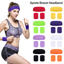 1 Set Sports Sweat Bands Three piece Set for Women Men Sweat absorbing Breathable Head & Wrist Soft Elastic