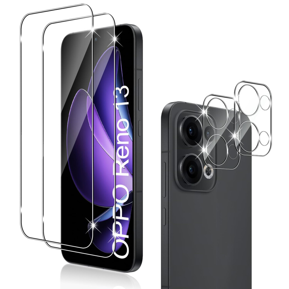 Tempered Glass Screen And Camera Lens Protector Set 9H Hd Clarity Bubble 2+2 For Oppo Reno 13 5G 9092120181593