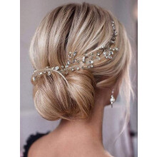 Bride Wedding Rhinestone Hair Vine Bridal Silver Hair Piece Crystal Headband Hair Accessories for Women and Girls (17.7inches) (Silver)