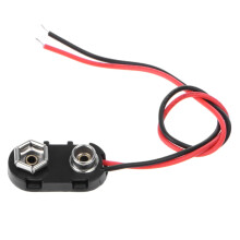 Złącze zaciskowe baterii PP3 9V typu I, przewody cynowane, 150 mm, czarno-czerwone
