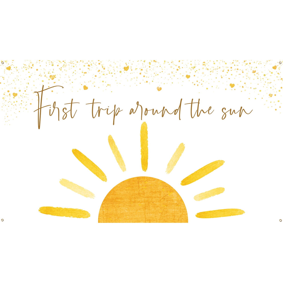 Boho Sun Backdrop For Photography Decor, First Trip Around The Sun Banner Polyester Backcloth For 1St Boys And Girls Birthday Parties Decor Supplies 9365509103463