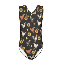 Badedragt til piger i ét stykke med Sunflower Cock-print, ærmeløs badetøj, slidstærk badedragt til børn, størrelse 9-10 år