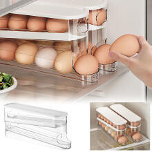 30-Capacity Automatic Rolling Egg Dispenser for Refrigerator - Space-Saving Fridge Organizer with Tiered Design