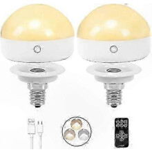 E14 oplaadbare LED-lamp, 2 stuks, 300 lumen, equivalent aan 40 watt, dimbaar, met afstandsbediening, compatibel met 3 kleurtemperaturen, noodverlicht