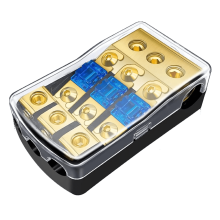 Porta-fusível ANL de 3 vias em cobre, calibre 0-8, 60A, para áudio automotivo.