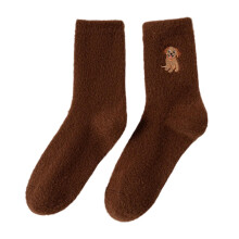 Fleece Lined Thick Warm Socks with Embroidered Puppy, Cute Winter Fuzzy Sleep Socks Cozy and Comfortable Home Socks for Women, for Sleeping, Lounging