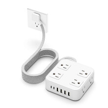 Ultra Thin Flat Extension Cord 5 FT, Slim Power Strip with USB Ports (1 USB C), Surge Protector Flat Plug Wall Charger with 3 Outlets for Office, Sch