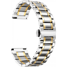 Edelstahl-Uhrenarmbänder mit geradem und gebogenem Ende, 5 Farben (Gold, Silber, Schwarz, Roségold, Zweifarbig Gold-Silber), Größe (21 mm),