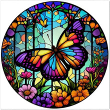 5D Diamond Painting Kits for Adults Butterfly Stained Glass DIY Diamond Full Round Drill Diamond Art Painting for Adult for mother/girl gift
