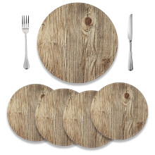 Wood Round Placemats Set of 4 Table Place Mats,15 inch