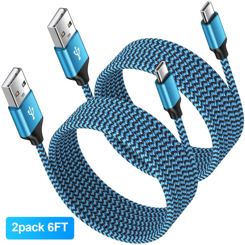 USB-A til USB-C opladningskabel 1,8 m, 2-pak, blå