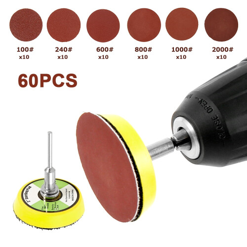 HOTBEST Sanding Discs 2 Inch 60PCS 100-2000 Grit
