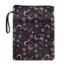 Gaveposer til bogelskere med lys lilla blomster, 8,66x11,42, polyesterstof, opbevaring og bærbarhed, bogomslag, bæretaske, bogorganisatorholder