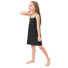 Girls Summer Silk Satin Mini Dress Scoop Neck Spaghetti