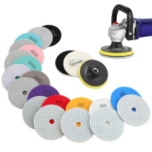 4" diamantpoleringspudesæt (14 stk., 50-8000 grit), våd/tør, kompatibel med 5/8"-11 støttepude til boremaskine/sliber/polermaskine, granit,