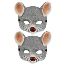 2pcs 3D Realistic Rat Mask, PU Foam Mouse Costume for Halloween Carnival Cosplay