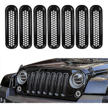 piezas de inserciones para parrilla de coche, cubierta de rejilla frontal de malla negra con clip, inserciones de rejilla frontal de malla con clip,