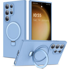 Compatible with Samsung Galaxy S23 Ultra: Magnetic Invisible Ring Stand, MagSafe-Compatible, Military-Grade Drop Protection Silicone Case
