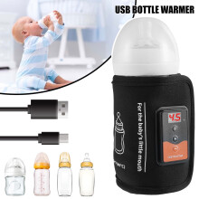 BVRO Electric Baby Bottle Warmer USB Bottle Heater with Adjustable Temperature for Diameter Less Than 2.76in Milk Bottle, Black