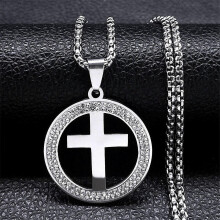 Collar con cruz de acero inoxidable de lujo ligero, cadena para clavícula con incrustaciones de diamantes, compatible con las tendencias de moda euro