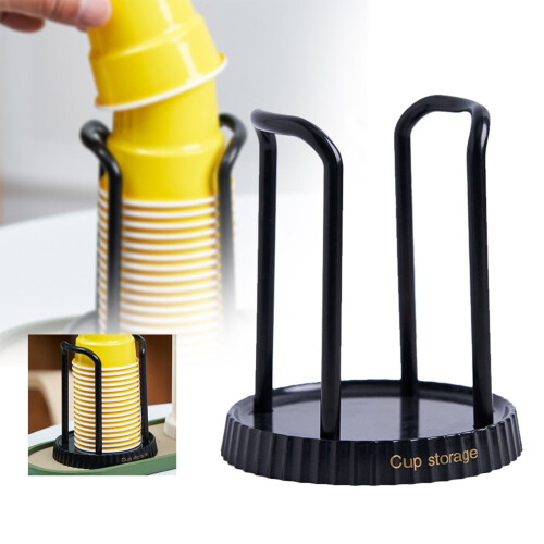 Black Disposable Cup Dispenser - Cup Storage Rack,for Kitchen,Office,Party,Easy Dispensing,Space Saving
