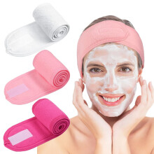 Spa Facial Headbands 3 Pieces Make Up Wrap Head Terry Cloth Headband Soft Adjustable Towel Band for Face Washing Shower Facial Cover Yoga