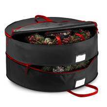 Christmas Wreath Storage Bag Double Layer Round Tear Resistant Waterproof Dustproof with Zipper Garland Storage Organizer 30Inch