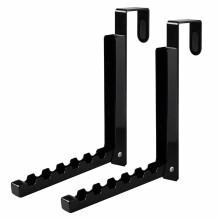 Foldable Over Door Hooks, 2Pcs White, 6-Groove Towel Rack for Clothes, Coats, Robes, Bags – Compatible with Standard Doors