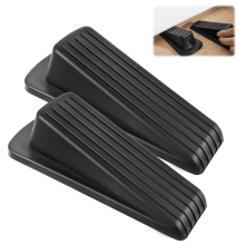 2 Pack Door Stoppers, Rubber Door Stopper Wedge for Bottom of Door on Floor, Door Stops for Carpet,Door,Door Gaps,Sturdy & Stackable (Black)