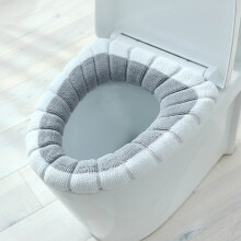 Thickened Knitted Toilet Seat Cover Cushion, 16.5x14.5", Gray, Washable, Non-Slip, Snap Closure, Universal Fit, Compatible with All Toilets