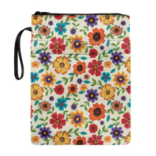 Dekorativt bogomslag i polyester med blomstermønster – vaskbart, letbærbart bogomslag, kompatibelt med Mother Retro-stil