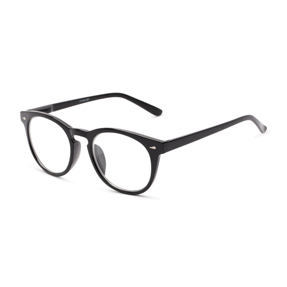 Round Black Blended Bifocal Reading Glasses 1.50 Strength for Men and Women Lightweight Plastic Frame