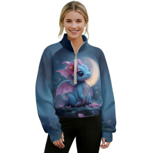 Women's Half-Zip Cropped Sweatshirt Loose Graphic Pullover