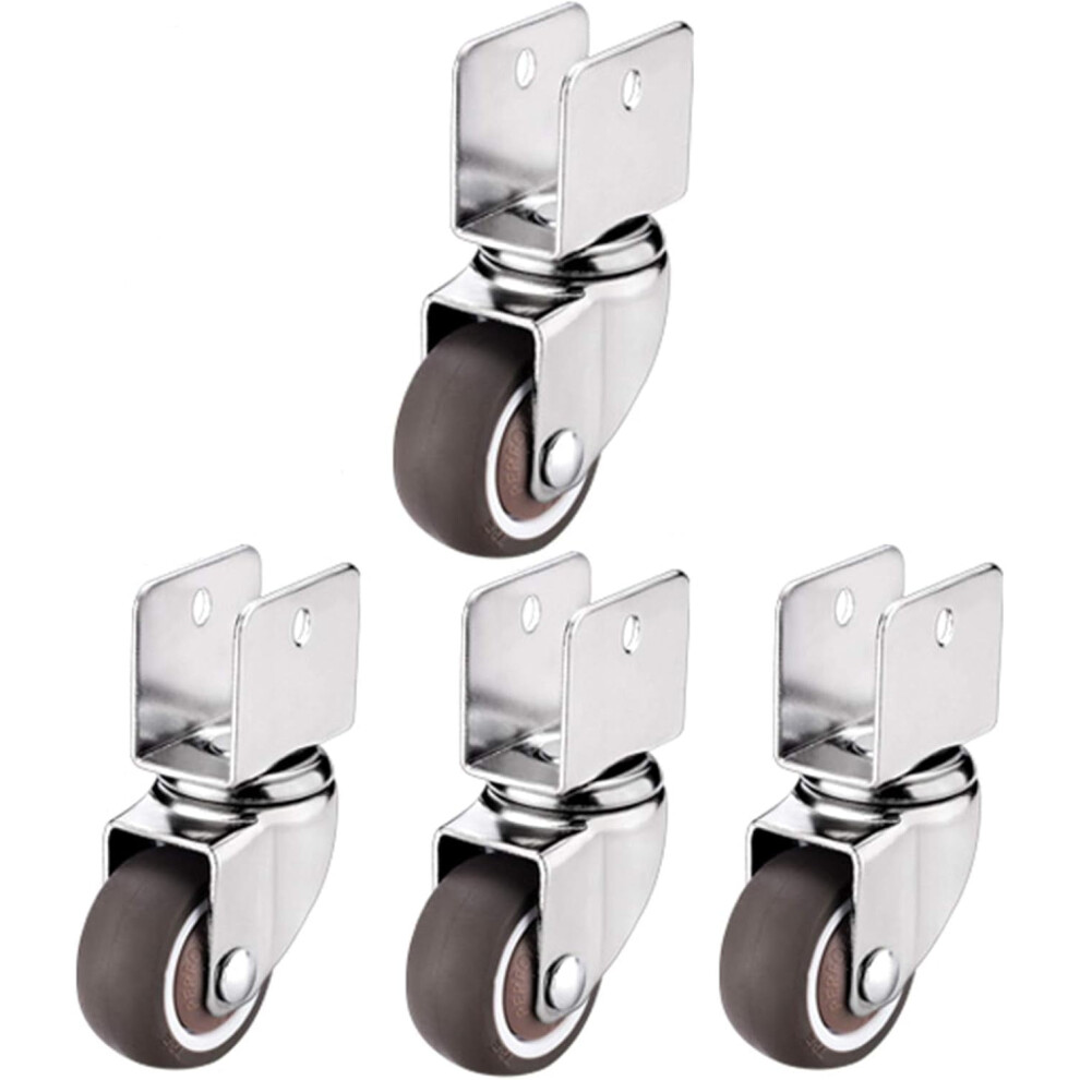 Gamvdout Plate Casters Wheels Metal X4 Rubber Casters Crib Casters Industrial Casters U-Shaped Brackets With Brakes 9028731732558