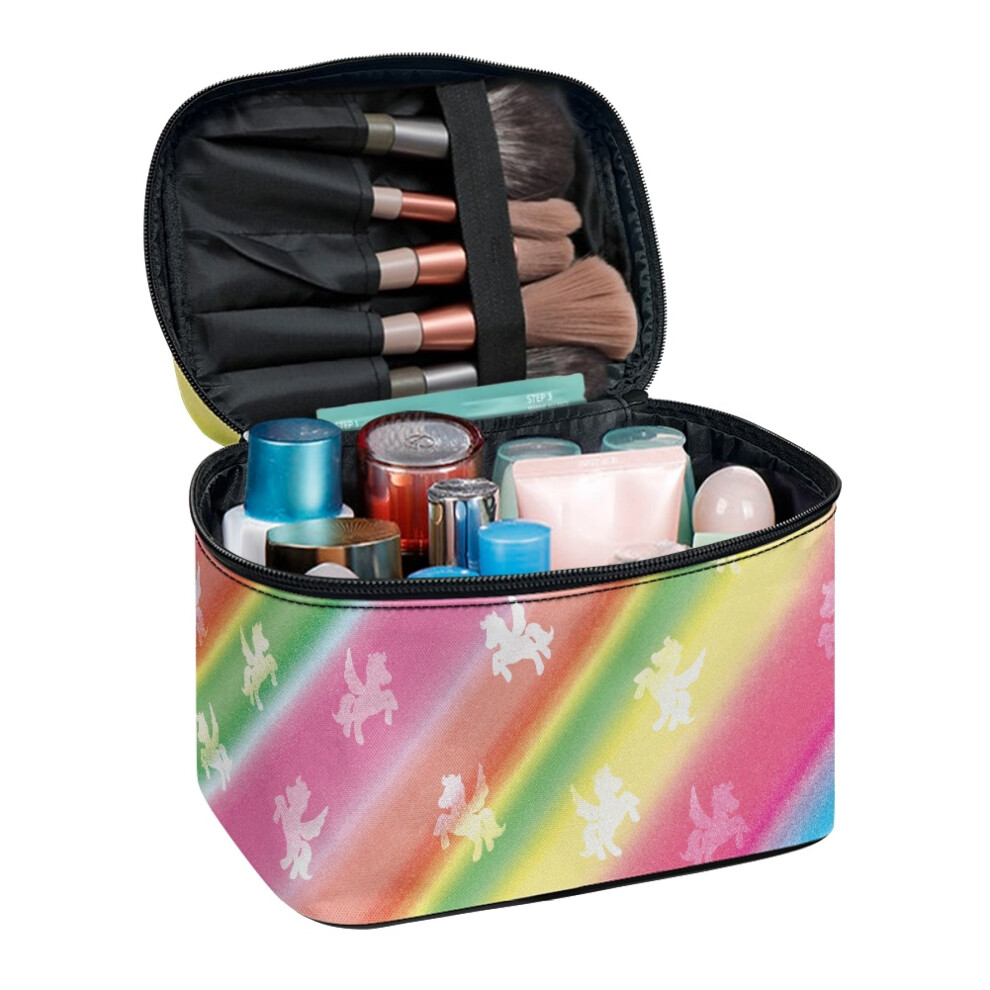 Travel Cosmetic Case Organizer Makeup & Skincare Organizer Bag 8.86 x 6.5 x 5.9 Inches Storage Pockets Color Stripes