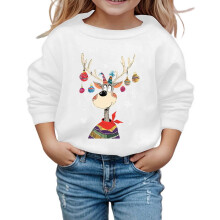 Barnas julenissegenser gutter og jenter juletegneserie reinsdyrtrykk rund hals langermet løs passform topp barn casual trendy topper