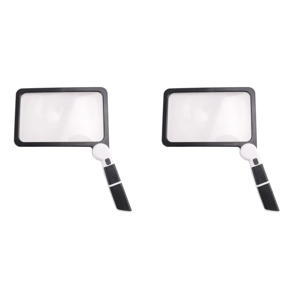 2pcs Full Page Lighted Magnifying Glass 5X with 48 LED Lights, Rectangular Foldable Handheld Magnifier for Reading