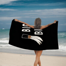 Speelse strandhanddoek met prei-kokprint - Vrolijk ontwerp voor bij het zwembad en op reis, perfect om in te baden en te zwemmen. Opvallende zwarte