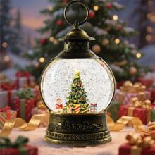 Lanterne de neige Karymi avec musique et figurine du Père Noël