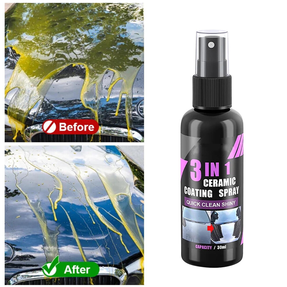 3-In-1 Ceramic Coating Liquid Cleaner 30Ml, Car Polish & Protection, High-Gloss, Scratch/Stain Resistant, All-Surface Auto Detailing Agent 9365509087077