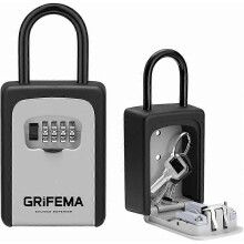 Wall Key Box with Handle - Key Box with 4-Digit Code, Secure Outdoor, Weather Resistant, Robust Key Safe, for Keys, Cards, Zinc Alloy