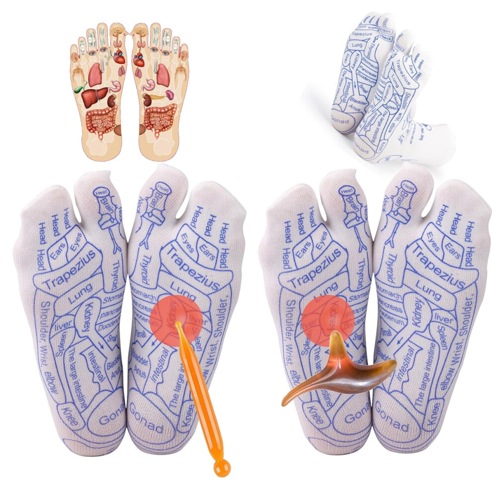 2 Pairs Reflexology Socks with Trigger Point Massage Tool â Foot Acupressure Relief for Women (Compatible with All Standard Feet)