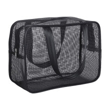 Black Mesh Shower Bag – Portable, Quick-Dry Toiletry Caddy for Gym, Travel, Camping, Dorm & Bathroom – Compatible with Standard Shower Hooks