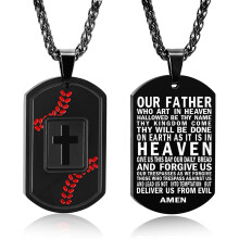 Men's Bible Verse Cross Pendant Stainless Steel Religious