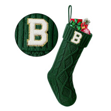 TETOU Christmas Stockings with Initials Letter 18" Stockings for Christmas Decoration - Green B