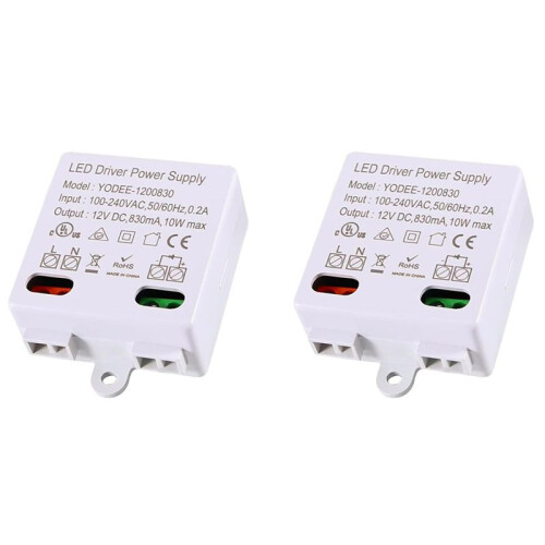 2X Trasformatore LED 12V/,  Trasformatore 0-10W, Alimentatore, Trasformatore Elettronico per Luci LED 12V e Luci LED