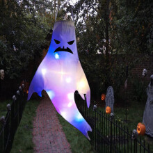 TETOU43,3'' Große hängende LED-Geister-Windsäcke, leuchtende, gruselige Hängedekoration für Zuhause, Garten und Halloween