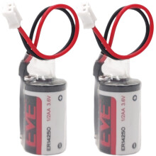 ER14250 3.6V 1200mAh 1/2 AA Lithium Battery with Plug, Long Shelf Life and Stable Voltage (2 Pcs)