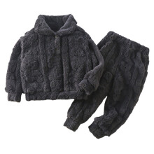 Småbørn Pige Drenge 2-delt Joggingsæt Sweatshirt og Joggingbukser Børne Blød Varm Vinter Sweatshirt Sort 4-5 År