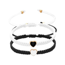 2-Pack Colorful Heart Beaded Bracelets for Couples & Friends | Adjustable | Compatible with Teen & Valentine’s Gifts